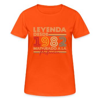 Legende seit 1982 Geburtstagsgeschenk - Frauen T-Shirt atmungsaktiv - Neonorange - Vorne - AI Model Female 172 dark (172cm)