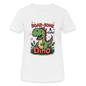 DINO . ROAR-SOME & CUTE ! - Women's Breathable T-Shirt - white - Front - AI Model Female 172 dark (172cm)