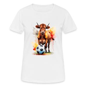 Vache Football Coloré Allemagne Animal Design Imprimer - T-shirt respirant Femme - blanc - Devant - AI Model Female 172 dark (172cm)