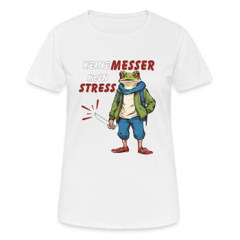 KEINE MESSER KEIN STRESS - Frauen T-Shirt atmungsaktiv - Weiß - Vorne - AI Model Female 172 dark (172cm)