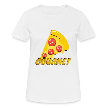 Gourmet-Pizzastücke Grafik Gourmet Pizza Slice - Frauen T-Shirt atmungsaktiv - Weiß - Vorne - AI Model Female 172 dark (172cm)