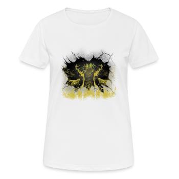 mystisch Wald Hirsche Hirsch Rotwild Natur Rehbock - Frauen T-Shirt atmungsaktiv - Weiß - Vorne - AI Model Female 172 dark (172cm)