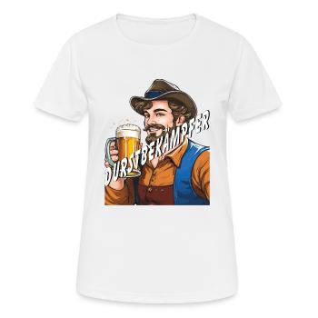 MAN BEER THIRST QUENCHER - Women's Breathable T-Shirt - white - Front - AI Model Female 172 dark (172cm)