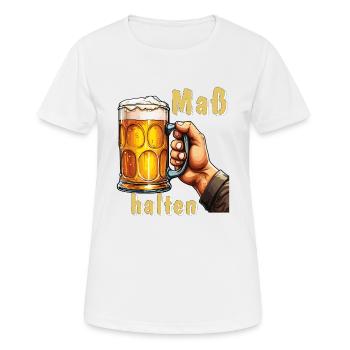 BIERKRUG Maß halten - Frauen T-Shirt atmungsaktiv - Weiß - Vorne - AI Model Female 172 dark (172cm)