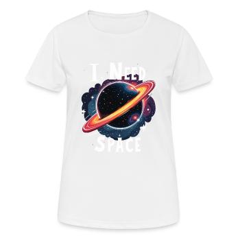ICH BRAUCHE PLATZ - Frauen T-Shirt atmungsaktiv - Weiß - Vorne - AI Model Female 172 dark (172cm)