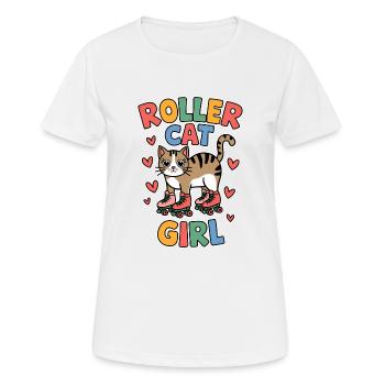 Roller Cat Girl Skating Girl Roller Skates Gift - Women's Breathable T-Shirt - white - Front - AI Model Female 172 dark (172cm)