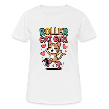 Roller Cat Girl Skating Girl Roller Skates Gift - Women's Breathable T-Shirt - white - Front - AI Model Female 172 dark (172cm)