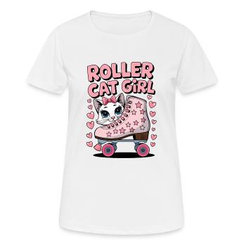Roller Cat Girl Skating Girl Roller Skates Gift - Women's Breathable T-Shirt - white - Front - AI Model Female 172 dark (172cm)