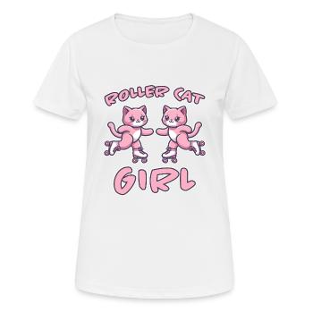 Roller Cat Girl Skating Girl Roller Skates Gift - Women's Breathable T-Shirt - white - Front - AI Model Female 172 dark (172cm)