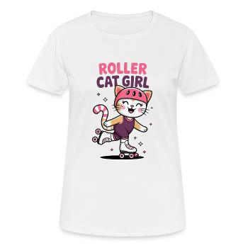Roller Cat Girl Skating Girl Roller Skates Gift - Women's Breathable T-Shirt - white - Front - AI Model Female 172 dark (172cm)
