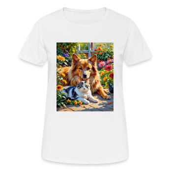 Garden Companions - Cat and Dog Garden Companions - Women's Breathable T-Shirt - white - Front - AI Model Female 172 dark (172cm)