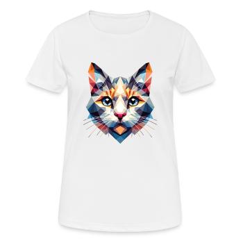 Polygon Katze, Digitale Kunst - Frauen T-Shirt atmungsaktiv - Weiß - Vorne - AI Model Female 172 dark (172cm)