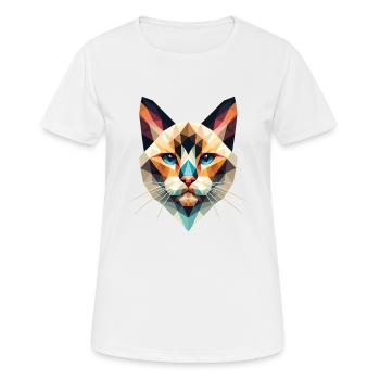 Polygon Katze, Digitale Kunst - Frauen T-Shirt atmungsaktiv - Weiß - Vorne - AI Model Female 172 dark (172cm)