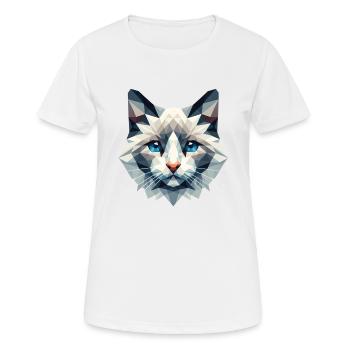 Polygon Katze, Digitale Kunst - Frauen T-Shirt atmungsaktiv - Weiß - Vorne - AI Model Female 172 dark (172cm)