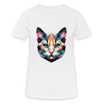 Polygon Katze, Digitale Kunst - Frauen T-Shirt atmungsaktiv - Weiß - Vorne - AI Model Female 172 dark (172cm)