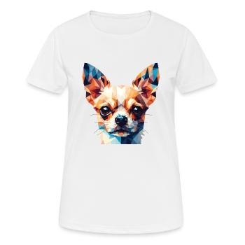 Polygon Hund, Digitale Kunst Tier Chihuahua - Frauen T-Shirt atmungsaktiv - Weiß - Vorne - AI Model Female 172 dark (172cm)