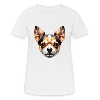 Polygon Hund, Digitale Kunst Tier Chihuahua - Frauen T-Shirt atmungsaktiv - Weiß - Vorne - AI Model Female 172 dark (172cm)