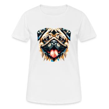 Polygon Hund, Digitale Kunst Tier Mops - Frauen T-Shirt atmungsaktiv - Weiß - Vorne - AI Model Female 172 dark (172cm)