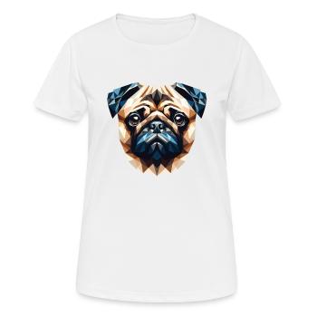 Polygon Hund, Digitale Kunst Tier Mops - Frauen T-Shirt atmungsaktiv - Weiß - Vorne - AI Model Female 172 dark (172cm)