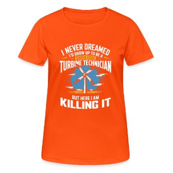 Wind turbine mechanics - Women's Breathable T-Shirt - neon orange - Front - AI Model Female 172 dark (172cm)