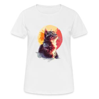 Chat Chats Chaton Coucher de soleil - T-shirt respirant Femme - blanc - Devant - AI Model Female 172 dark (172cm)