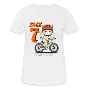 CAT BICYCLE MUST CONTINUE TO SIT ZACK SIEBEN - Women's Breathable T-Shirt - white - Front - AI Model Female 172 dark (172cm)