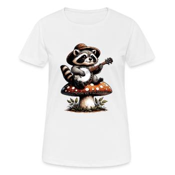 Gemütlicher Cottagecore Waschbär spielt Banjo - Frauen T-Shirt atmungsaktiv - Weiß - Vorne - AI Model Female 172 dark (172cm)