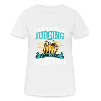Je juge silencieusement votre sélection de bières Brew Cra - T-shirt respirant Femme - blanc - Devant - AI Model Female 172 dark (172cm)