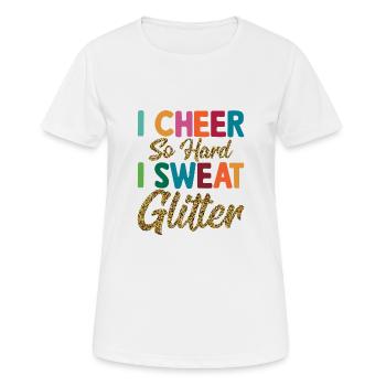 J’applaudis si fort que je transpire paillettes cheerleading cheerleading - T-shirt respirant Femme - blanc - Devant - AI Model Female 172 dark (172cm)