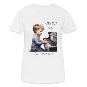 ACTION ON THE PIANO - Women's Breathable T-Shirt - white - Front - AI Model Female 172 dark (172cm)