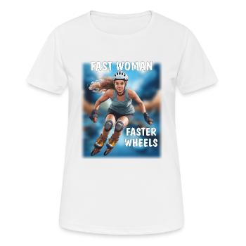 FAST WOMAN, FASTER WHEELS - Frauen T-Shirt atmungsaktiv - Weiß - Vorne - AI Model Female 172 dark (172cm)