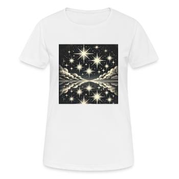 Funkelnder Nachthimmel Sternschnuppe Sterne - Frauen T-Shirt atmungsaktiv - Weiß - Vorne - AI Model Female 172 dark (172cm)
