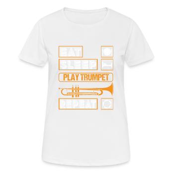 Coole Trompetenkunst Silhouette Lustiger Messing Slogan - Frauen T-Shirt atmungsaktiv - Weiß - Vorne - AI Model Female 172 dark (172cm)