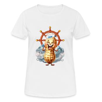 Erdnuss fröhlich Steuermann segeln Seemann Matrose - Frauen T-Shirt atmungsaktiv - Weiß - Vorne - AI Model Female 172 dark (172cm)