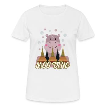 Moo Deng Mignon Hippopotame Bébé Animal - T-shirt respirant Femme - blanc - Devant - AI Model Female 172 dark (172cm)