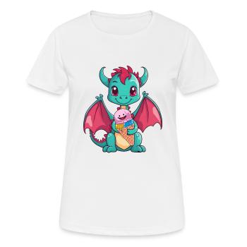 Dino Dragon Dragon Cream Cône Glace Snacking Enfants - T-shirt respirant Femme - blanc - Devant - AI Model Female 172 dark (172cm)