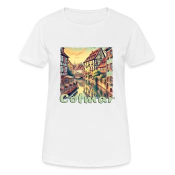 Colmar Frankreich Altstadt Kanal Altbau Urlaub - Frauen T-Shirt atmungsaktiv - Weiß - Vorne - AI Model Female 172 dark (172cm)