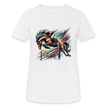 Springreiter - Frauen T-Shirt atmungsaktiv - Weiß - Vorne - AI Model Female 172 dark (172cm)