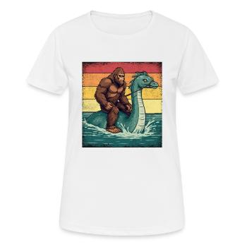 Bigfoot Reitet Loch Ness Monster Nessie - Frauen T-Shirt atmungsaktiv - Weiß - Vorne - AI Model Female 172 dark (172cm)