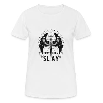 Bete dann Töte - Frauen T-Shirt atmungsaktiv - Weiß - Vorne - AI Model Female 172 dark (172cm)