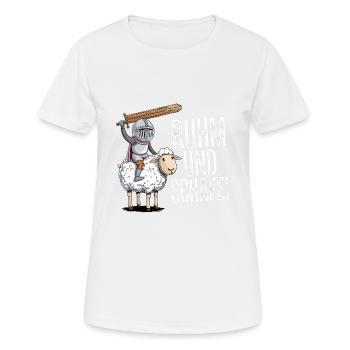 Ruhm und Schafe Brettspiel Spruch - Frauen T-Shirt atmungsaktiv - Weiß - Vorne - AI Model Female 172 dark (172cm)