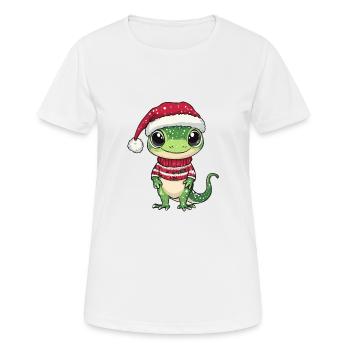 Echse Weihnachten - Frauen T-Shirt atmungsaktiv - Weiß - Vorne - AI Model Female 172 dark (172cm)