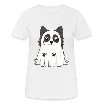 Border Collie Hund Halloween Lustig Geist - Frauen T-Shirt atmungsaktiv - Weiß - Vorne - AI Model Female 172 dark (172cm)