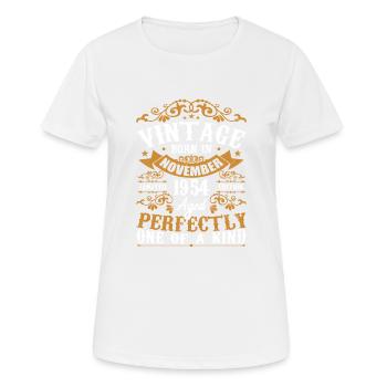 Vintage November 1954 Anniversary November 1954 - Women's Breathable T-Shirt - white - Front - AI Model Female 172 dark (172cm)