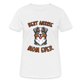 Australian Shepherd Mama Lustiges Aussie Geschenk - Frauen T-Shirt atmungsaktiv - Weiß - Vorne - AI Model Female 172 dark (172cm)