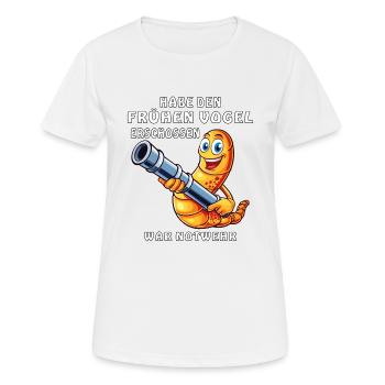 TIR SUR L’AUTODÉFENSE DU LÈVE-TÔT - T-shirt respirant Femme - blanc - Devant - AI Model Female 172 dark (172cm)