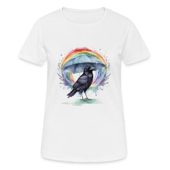Rainbow Crow Crows Corbeau Corbeau Parapluie - T-shirt respirant Femme - blanc - Devant - AI Model Female 172 dark (172cm)