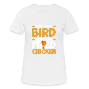 L’oiseau matinal reçoit le poulet rôti - T-shirt respirant Femme - blanc - Devant - AI Model Female 172 dark (172cm)