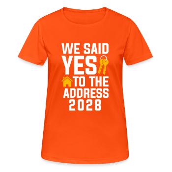 Nous avons dit à l’adresse 2028 - T-shirt respirant Femme - orange néon - Devant - AI Model Female 172 dark (172cm)