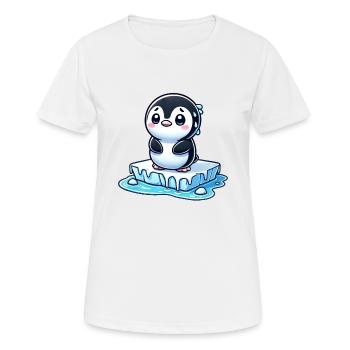 Un pingouin transpire sur la banquise et fond au pôle Sud - T-shirt respirant Femme - blanc - Devant - AI Model Female 172 dark (172cm)